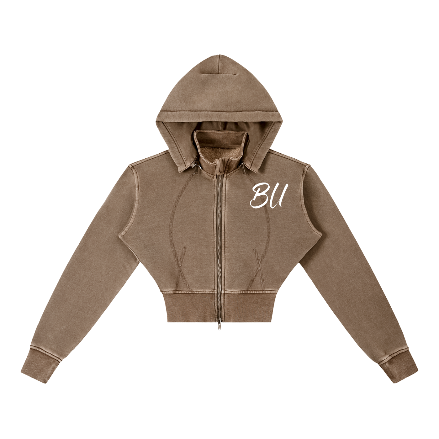 Vintage Washed Cropped Fleece Hoodie