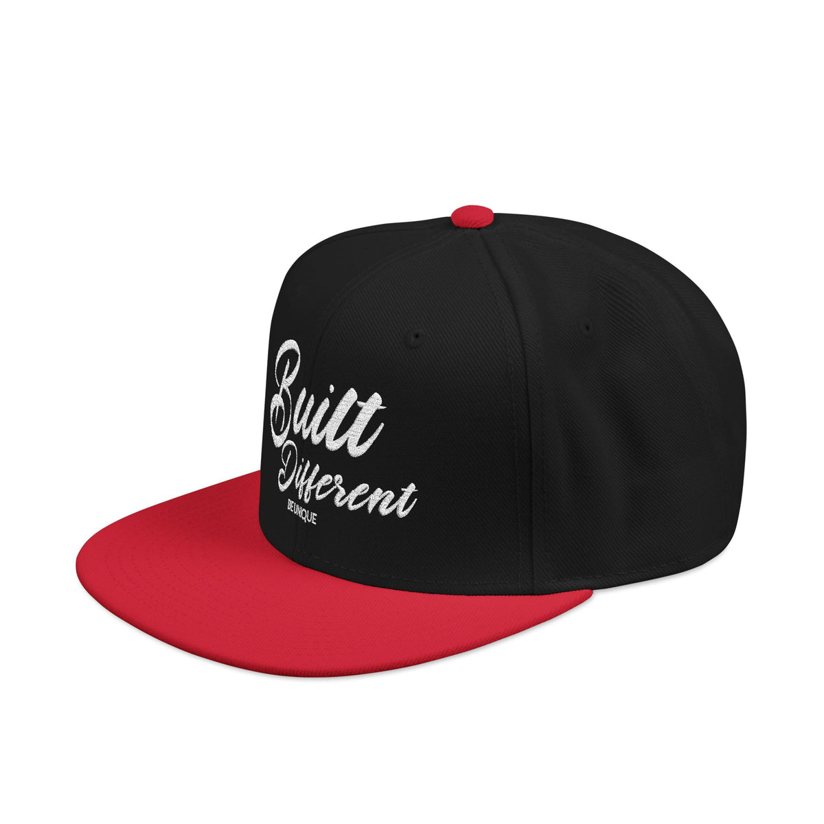 Snapback Hat - 'Built Different' Embroidered Flat Brim Cap
