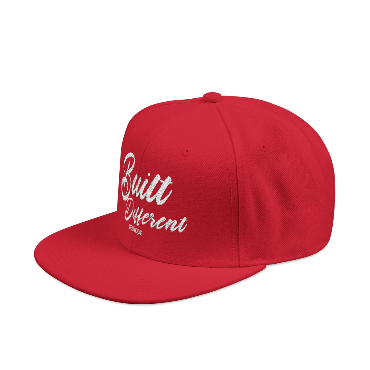 Snapback Hat - 'Built Different' Embroidered Flat Brim Cap