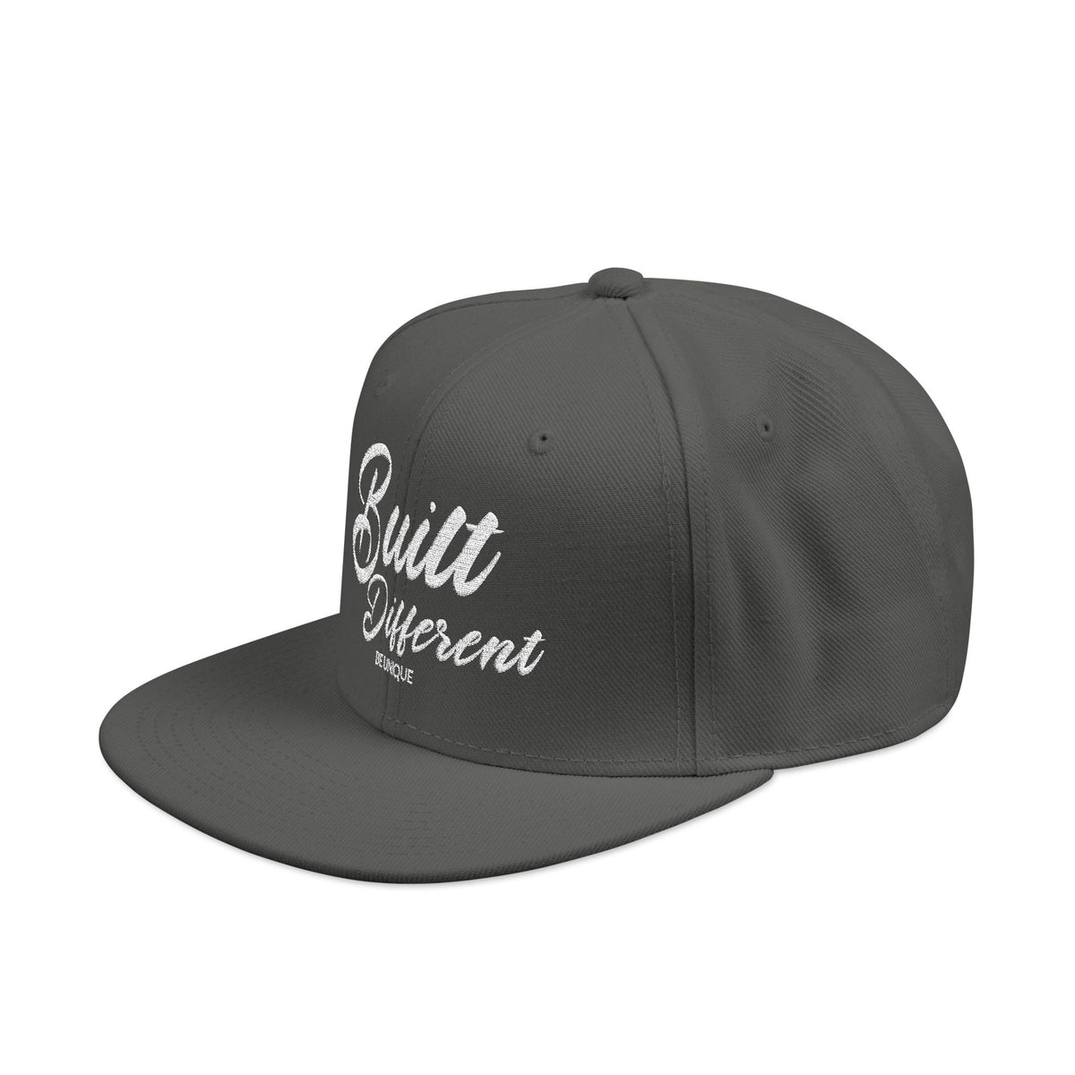 Snapback Hat - 'Built Different' Embroidered Flat Brim Cap
