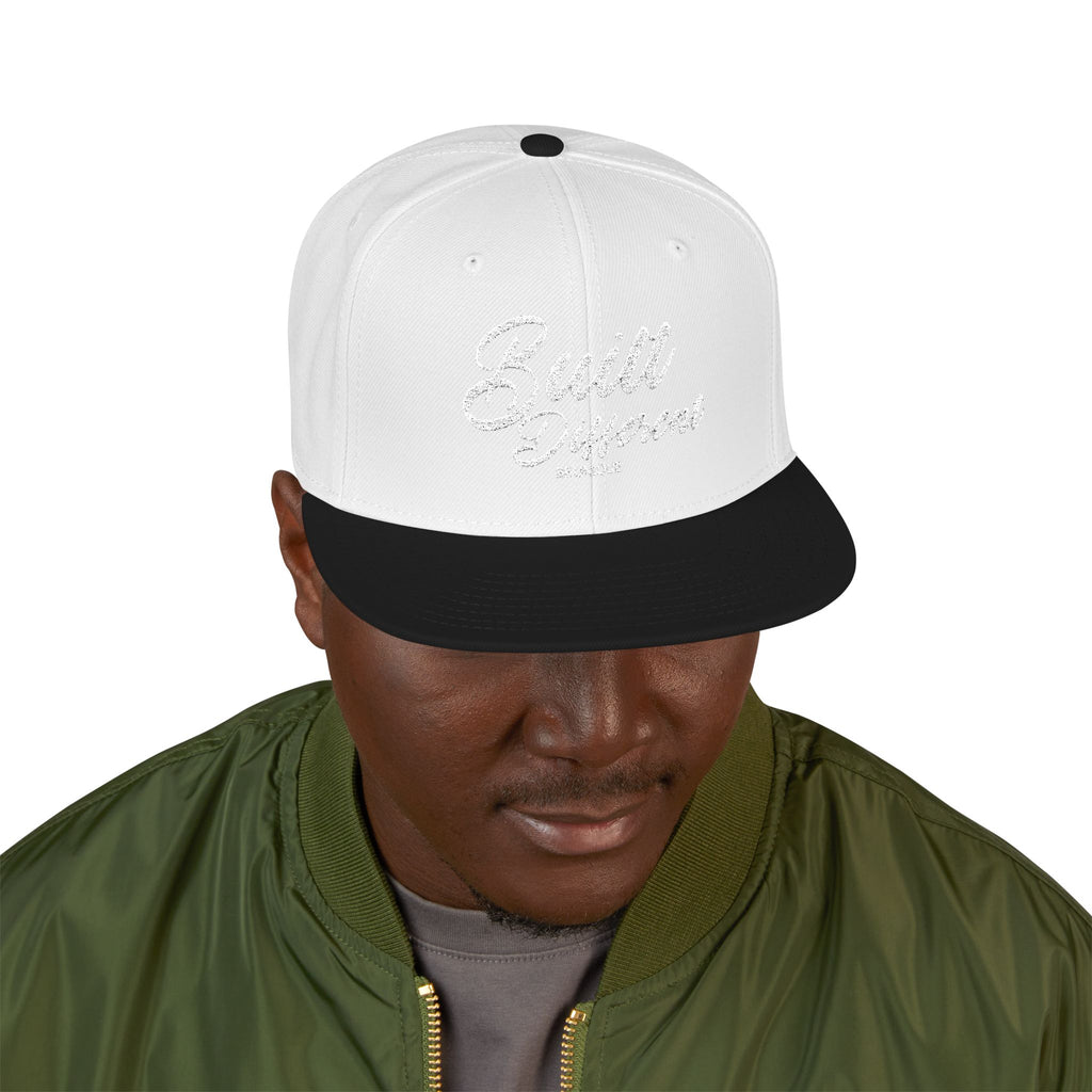 Snapback Hat - 'Built Different' Embroidered Flat Brim Cap