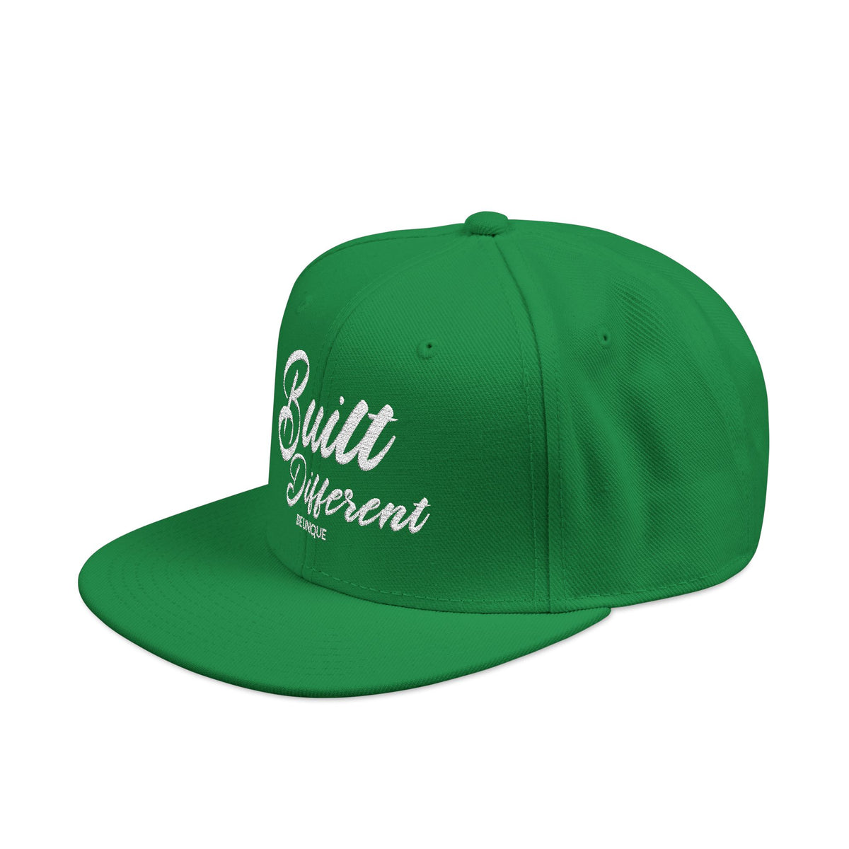 Snapback Hat - 'Built Different' Embroidered Flat Brim Cap