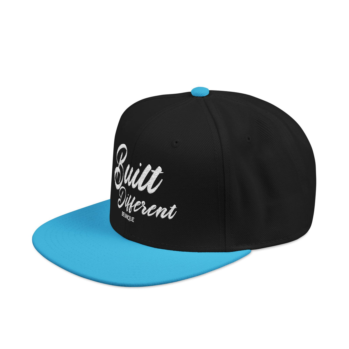 Snapback Hat - 'Built Different' Embroidered Flat Brim Cap