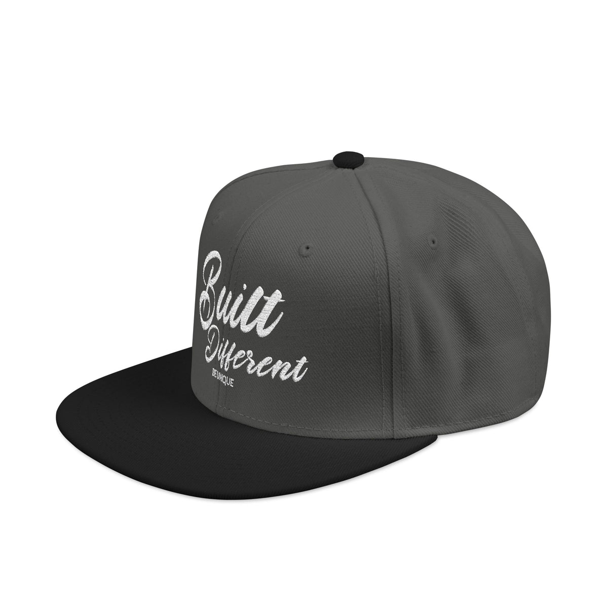 Snapback Hat - 'Built Different' Embroidered Flat Brim Cap