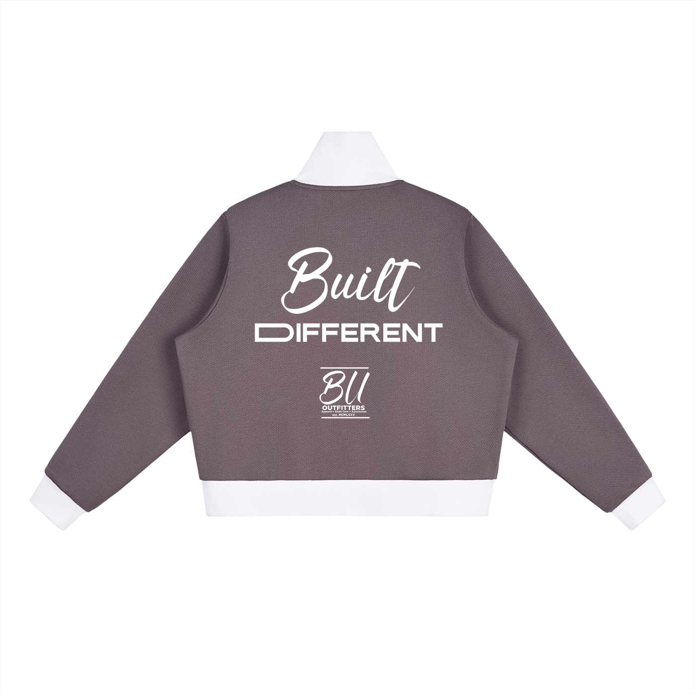 Contrast Side Stripe Fleece Cropped Track Jacket
