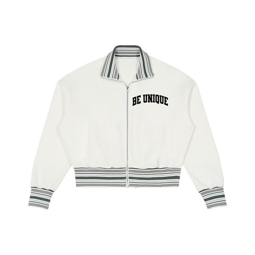 Be Unique Striped Rib Collar Zip Jacket - Unisex Oversized Fit