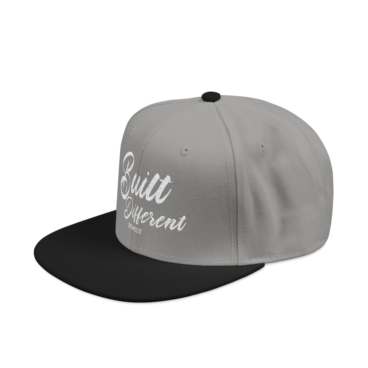 Snapback Hat - 'Built Different' Embroidered Flat Brim Cap