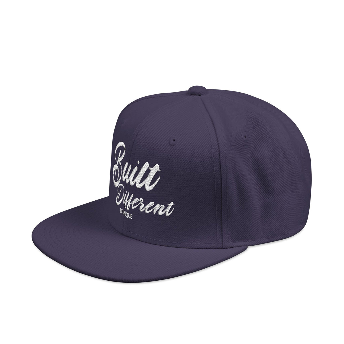 Snapback Hat - 'Built Different' Embroidered Flat Brim Cap
