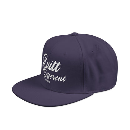 Snapback Hat - 'Built Different' Embroidered Flat Brim Cap