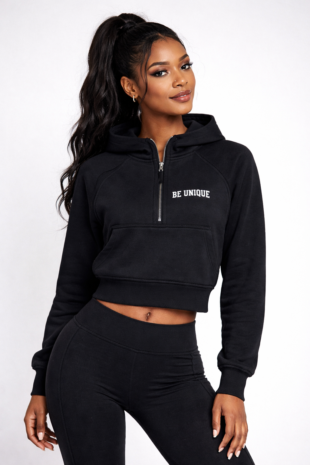 Cropped Half-Zip Hoodie