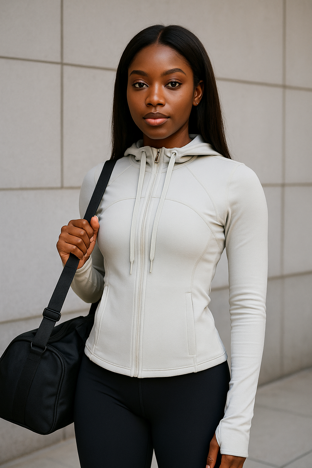 Be Unique Slim Fit BBL Long Sleeve Zip up Yoga Jacket w/Hood