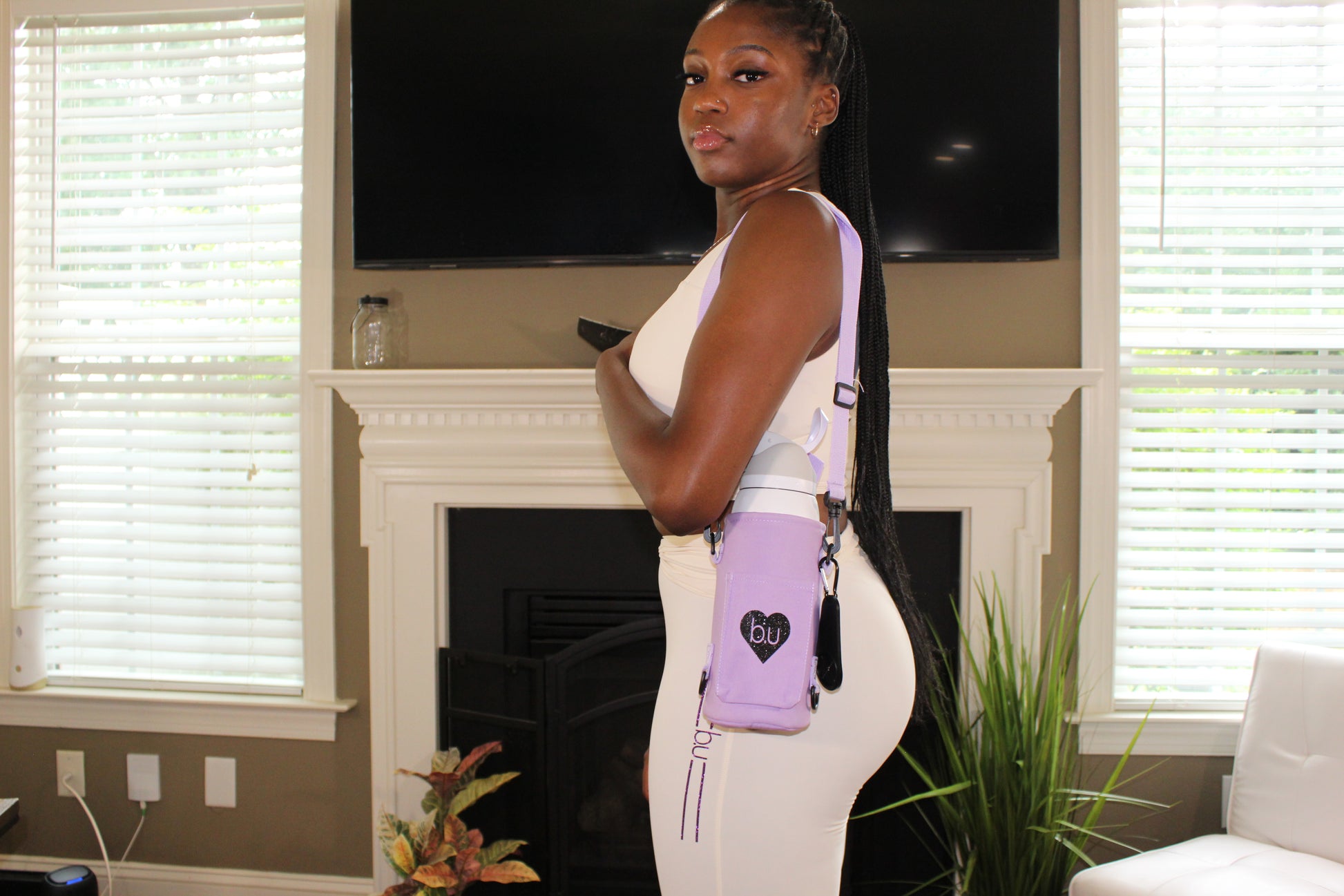 Magnetic Water Bottle Holder with Towel Buckle and phone pocket.