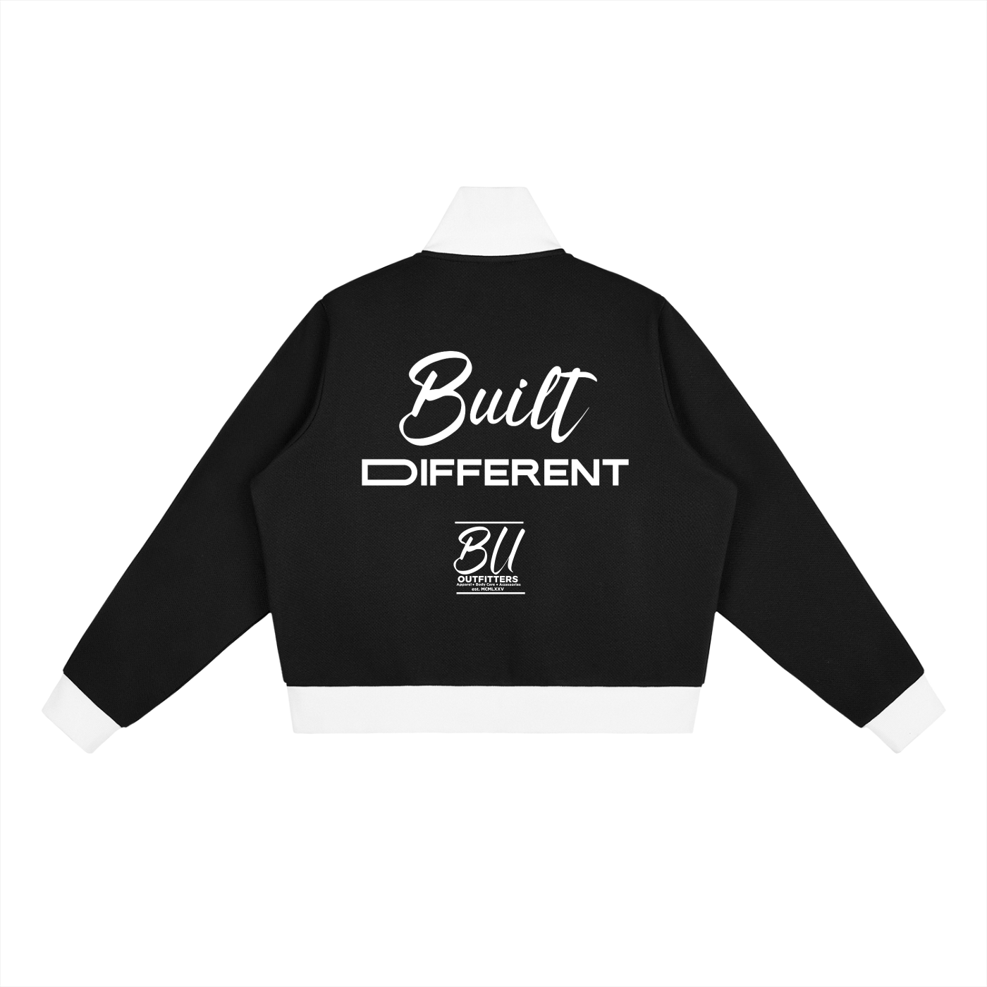 Contrast Side Stripe Fleece Cropped Track Jacket